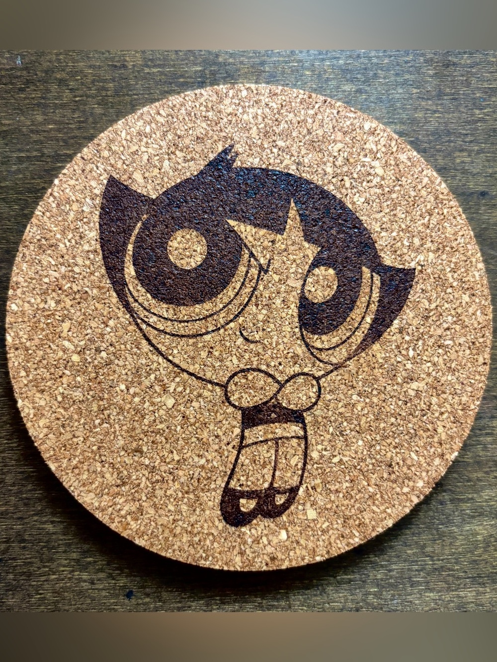 Powerpuff Girls 2016 Buttercup Laser Engraved Cork Coaster